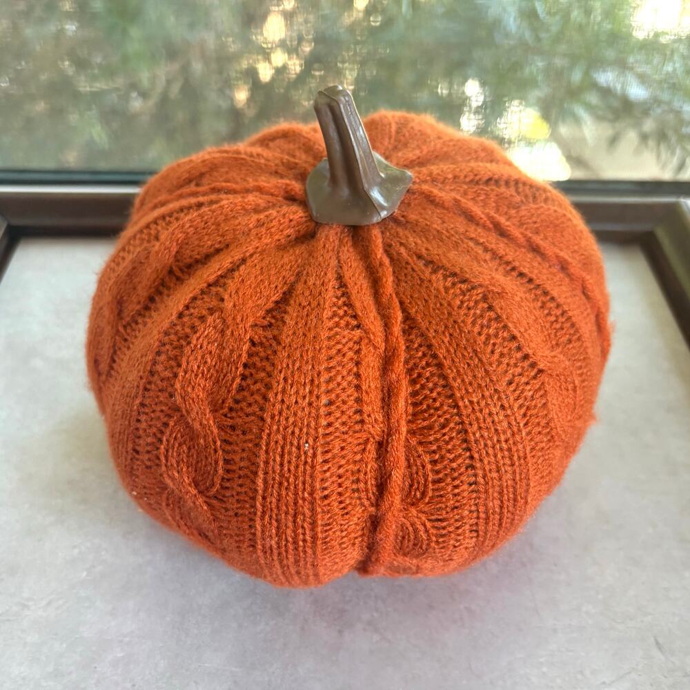 Vintage Knit Pumpkin Orange Fall Decor 6 Inch Plush Thanksgiving